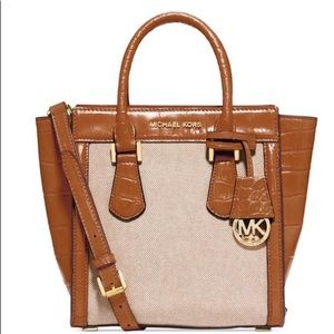 Michael Kors Cognac Croc/Linen Purse